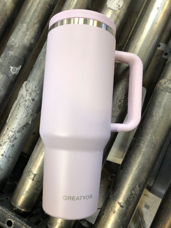 Photo 1 of Greatyos 40 oz Tumbler with Handle and Flip Straw Lid - Upgraded Insulated Traveler Tumblers with Lids Straws Vacuum Leak Proof Stainless Steel 40oz Cup Mug Gifts for Men Women Him Her (Orchid)