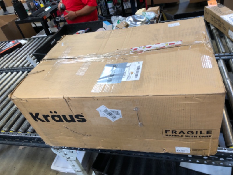 View 3 of KRAUS Quarza 33-inch Drop-In/Undermount 60/40 Double Bowl Granite Kitchen Sink in Black, KGD-442BLACK