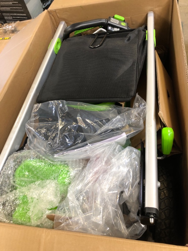 Photo 1 of Greenworks 60V 21” Cordless (Self-Propelled) Lawn Mower (LED Lights + Aluminum Handles), 2 x 4.0Ah Batteries and Dual Port Rapid Charger