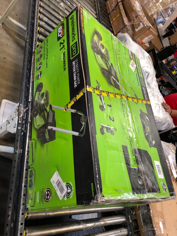 Photo 1 of Greenworks 60V 21” Cordless (Self-Propelled) Lawn Mower (LED Lights + Aluminum Handles), 2 x 4.0Ah Batteries and Dual Port Rapid Charger