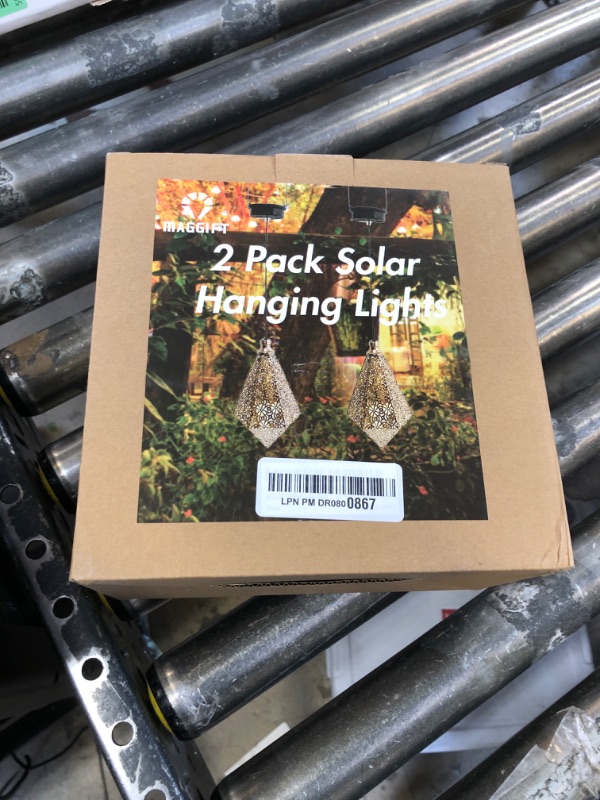 Photo 1 of MAGGIFT 2 Pack Solar Hanging Lights, Solar Powered Retro Lantern with Handle, Warm White LED Christmas Garden Lights, Metal Diamond Shape Lamp Waterproof for Outdoor for Yard Tree Fence Patio