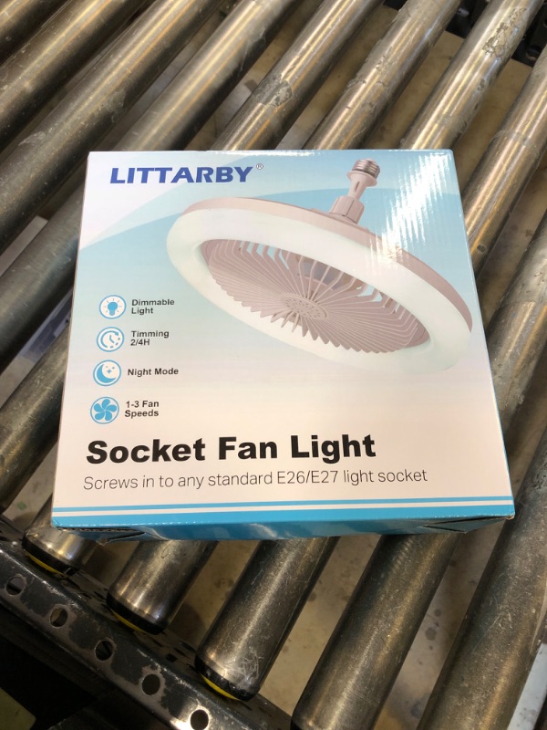 Photo 1 of Socket Fan Light with Remote Control, 3 Colors 3000K-6500K Dimmable LED Light Bulb Fan Screw in Ceiling Fan for Bedroom, Kitchen, Storage Room, Closet, Wireless Small Ceiling Fans with Lights - Black