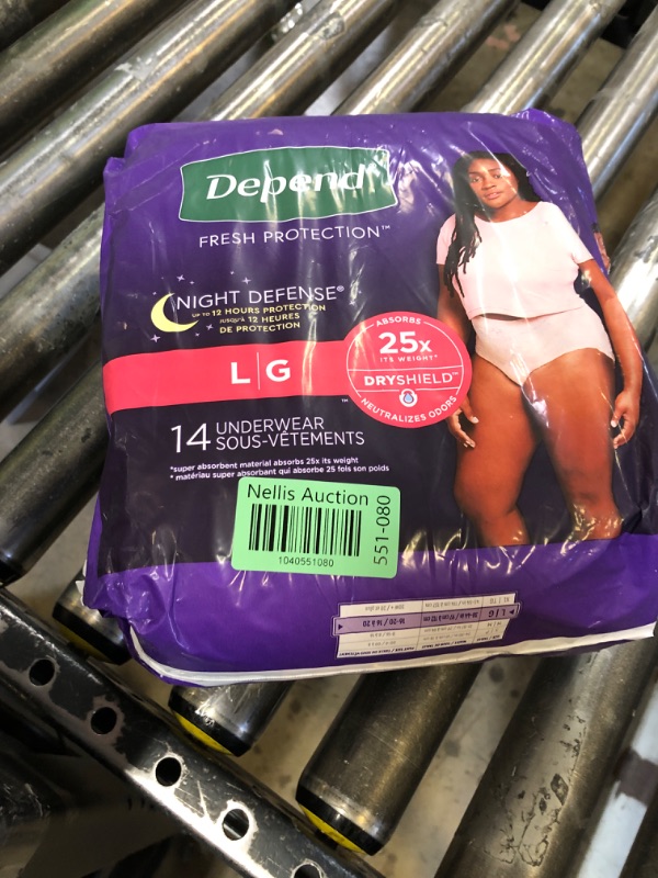 Photo 1 of Depend Night Defense Adult Incontinence & Postpartum Bladder Leak Underwear for Women, Disposable, Overnight, Large, Blush, 14 Count, Packaging May Vary