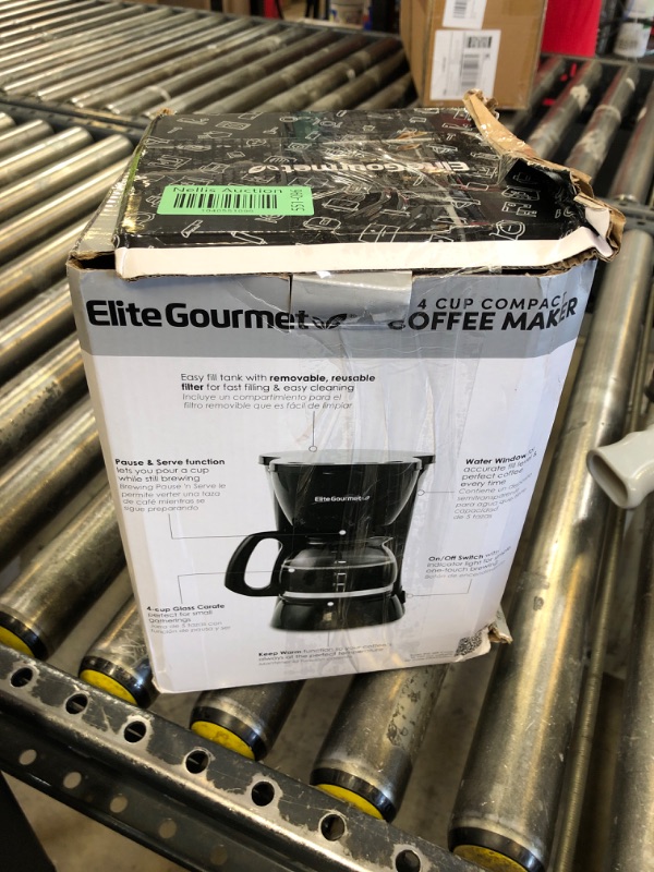 Photo 1 of Elite Gourmet EHC4128 Automatic 4-Cup Brew & Drip Coffee Maker with Pause N Serve, Glass Carafe, Reusable Filter, On/Off Switch, Keep Warm, Water Level Indicator, Black