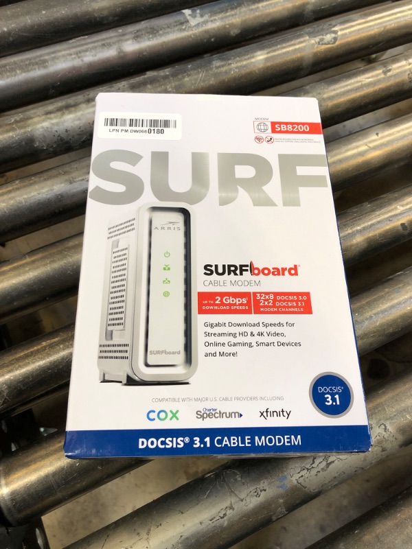 Photo 1 of ARRIS (SB8200) - Cable Modem - Fast DOCSIS 3.1 32x8 Gigabit Cable Modem , Approved for Comcast Xfinity, Cox, Charter Spectrum, & more | 1 Gbps Max Internet Speed, 4 OFDM Channels
