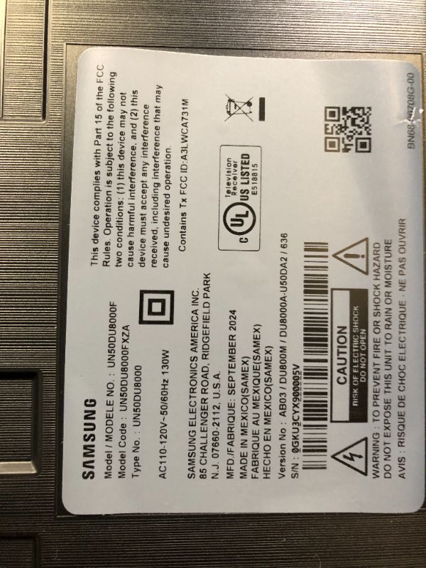 Photo 1 of SAMSUNG 50-Inch Class 4K Crystal UHD DU8000 Series HDR Smart TV w/Object Tracking Sound Lite, Motion Xcelerator, Ultra Slim Design, Gaming Hub, Alexa Built-in (UN50DU8000, 2024 Model)
