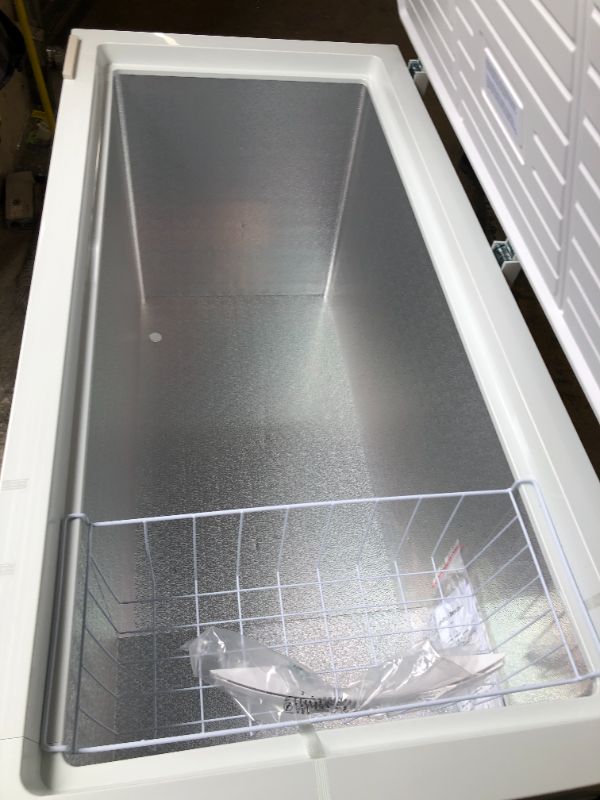 Photo 1 of 14 cu ft Chest Freezer - White, Large Storage for Families, Space-Saving Flat Back, Front Drain, Garage Ready - By Hamilton Beach