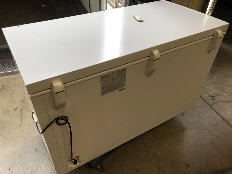 Photo 1 of 14 cu ft Chest Freezer - White, Large Storage for Families, Space-Saving Flat Back, Front Drain, Garage Ready - By Hamilton Beach