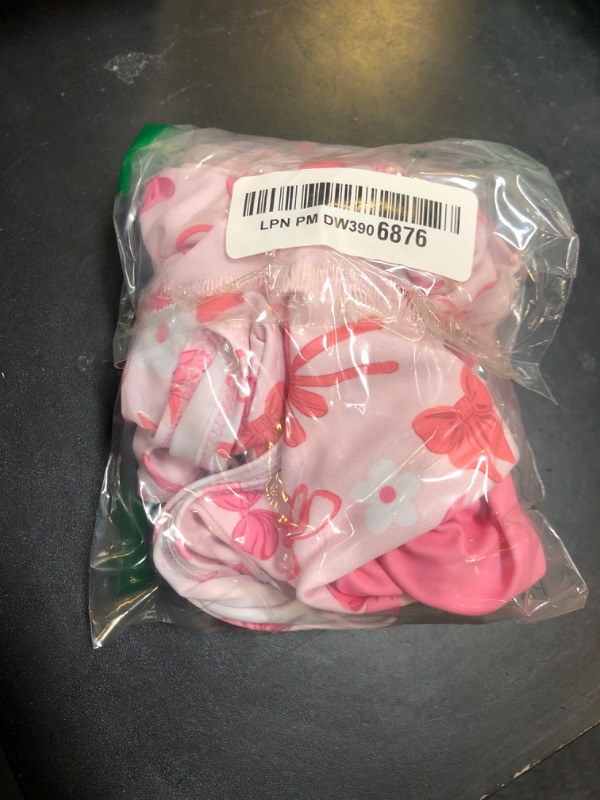 Photo 1 of Toddler Baby Girl Swimsuit Infant Fly Sleeve Swimwear Tank Tops with Shorts and Hat Bathing Suit 3Pcs Summer Outfit (A Bow Pink, 18-24 Months)