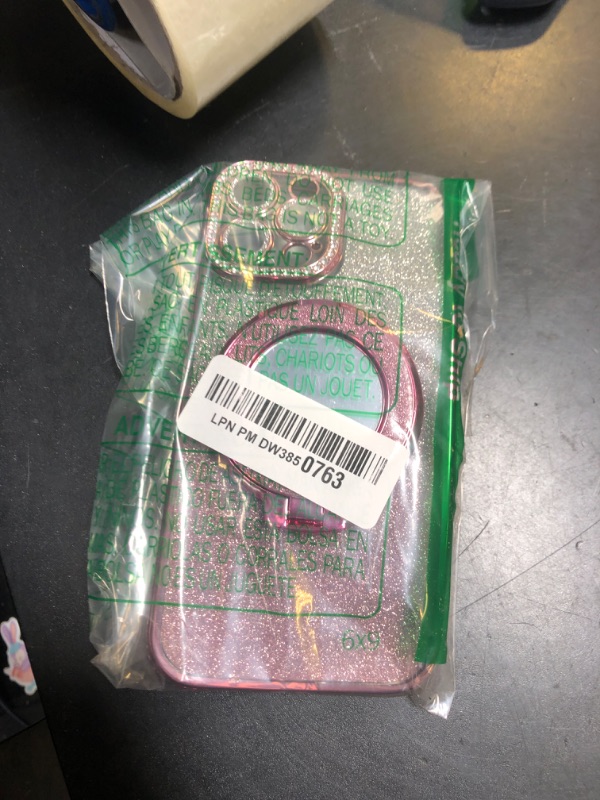 Photo 1 of ZXDK Mirror Kickstand Glitter Diamond Case for iPhone 15 14 13 12 Pro Max,Magnetic Stand Holder,Camera Lens Protector Compatible with Magsafe, Rhinesetone Bing Cover Case (Pink,for iPhone 13 Pro Max)