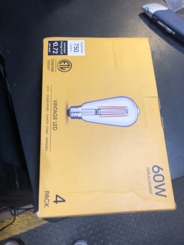 Photo 1 of Gozelux Vintage LED Edison Bulbs, 6W, Equivalent 60W, Dimmable, High Brightness Warm White 2700K, ST58 Antique LED Filament Bulbs with 90+ CRI, E26 Standard Base Light Bulbs, Clear Glass, Pack of 4