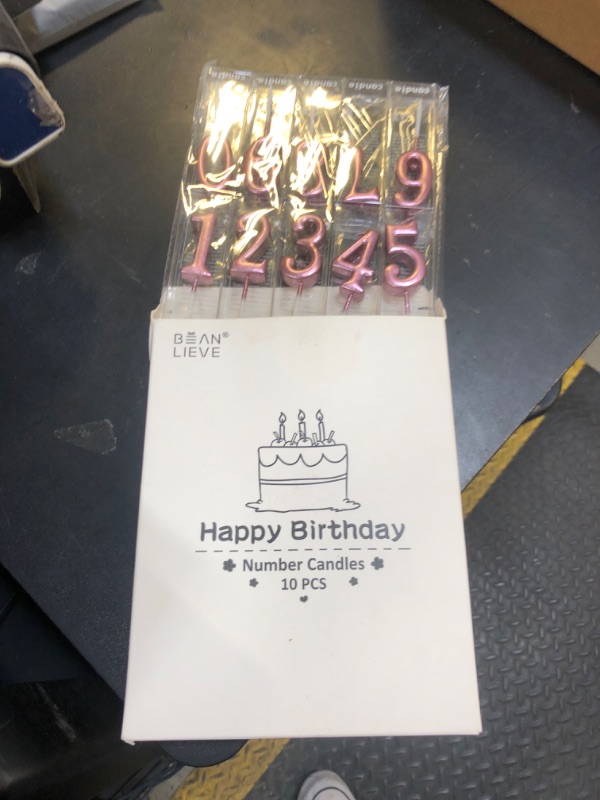Photo 1 of Beanlieve Rose Gold Birthday Candles - Cake Numeral Candles Number 0-9 Glitter Cake Topper Decoration for Birthday,Wedding Anniversary,Party Celebration(10 Pieces)