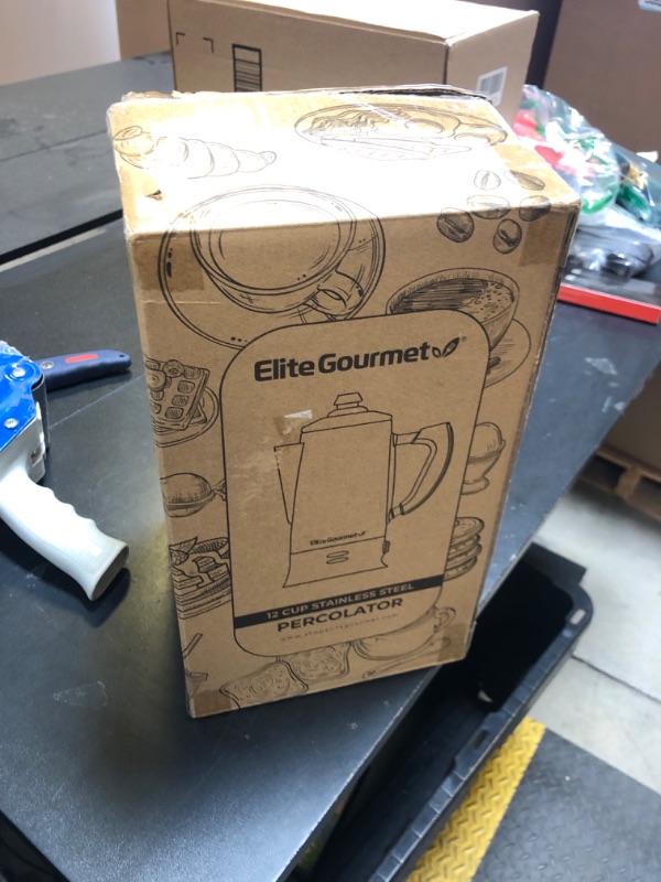Photo 1 of Elite Gourmet EC923 Electric Coffee Percolator, BPA Free, Keep Warm, Clear Brew Progress Knob, Cool-Touch Handle, Cordless Serve, 12-Cup, Stainless Steel