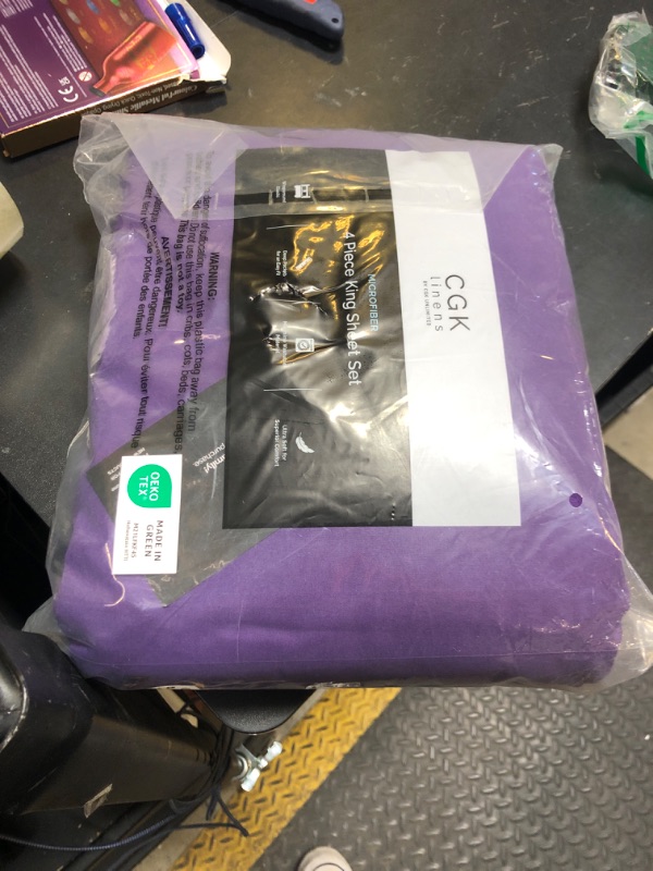 Photo 1 of King Size 4 Piece Sheet Set - Comfy Breathable & Cooling Bed Sheets Set - Hotel Luxury Bedding for Women, Men, Kids & Teens - Deep Pockets, Easy Secure Fit, Soft and Wrinkle Free - Oeko-Tex - Purple
