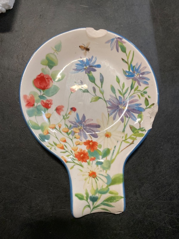 Photo 1 of Bico Summer Provence Spoon Rest for Stove Top, Ceramic Spoon Holder for Kitchen Counter, Easy to Clean Coffee Spoon Rest Dishwasher Safe, Kitchen Cooking Utensil Rest for Ladles Spatula