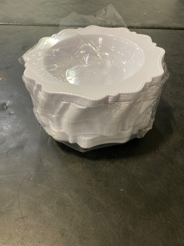 Photo 1 of COLOSUS White Plastic Party Bowls  12 Oz Disposable Soup/Salad Bowl, Fancy Shatterproof Dinnerware for Catering, Holidays, Weddings, and Everyday Use