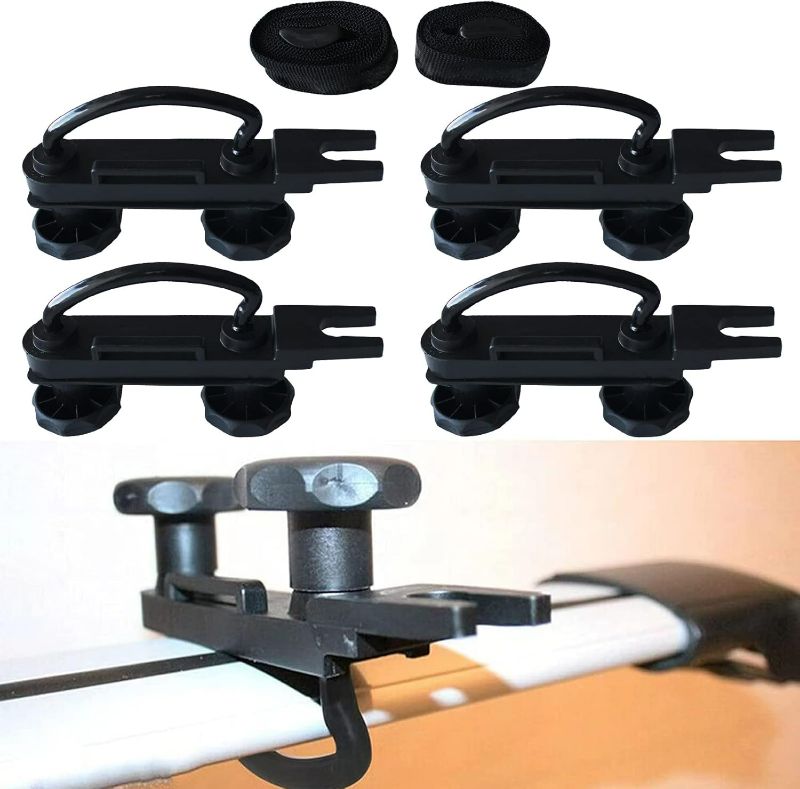 Photo 1 of 4 PCS Stainless Steel Universal Roof Box U-Bolt Clamps Van Mounting Accessory Kit U Brackets Installation Accessory Van Roof Rack Mount Kit 85mm Inner Width with 8 Lock Nuts, 2 Straps