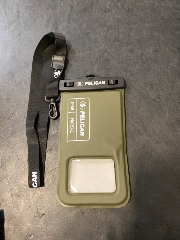 Photo 1 of Pelican Marine - IP68 Waterproof Phone Pouch (Regular Size) Floating Waterproof Phone Case - Beach Cruise Ship Travel Essentials - Works with All Phones - Detachable Lanyard - Olive Green