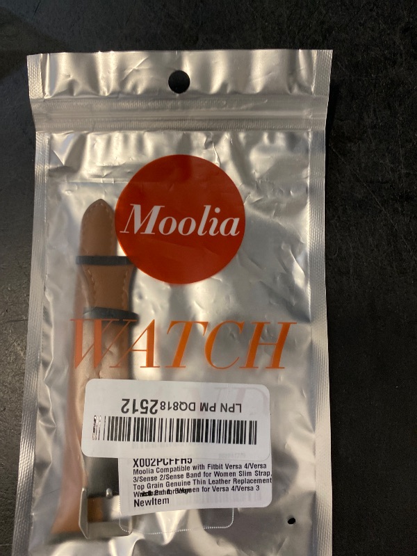 Photo 1 of Moolia Compatible with Fitbit Versa 4/Versa 3/Sense 2/Sense Band for Women Slim Strap, Top Grain Genuine Thin Leather Replacement Wristband for Women for Versa 4/Versa 3 Watch Band, Beige