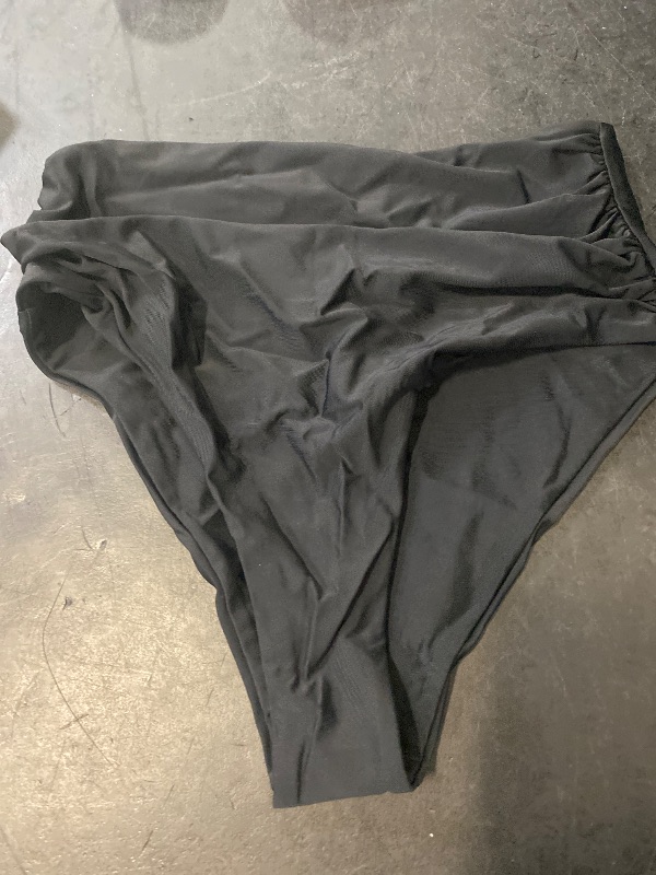 Photo 1 of (M) ZAFUL Women High Waisted Bikini Bottoms Ruched Swimsuit Bottom Tummy Control Bathing Suit Bottoms Black M