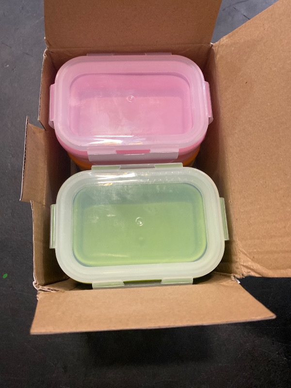 Photo 1 of Annaklin Collapsible Food Storage Containers with Lids, Small Silicone Snack Containers, Stackable Portion Control Containers, Mini Fridge Organizer, Microwave Freezer Dishwasher Safe, 6.5oz, 6 Pack