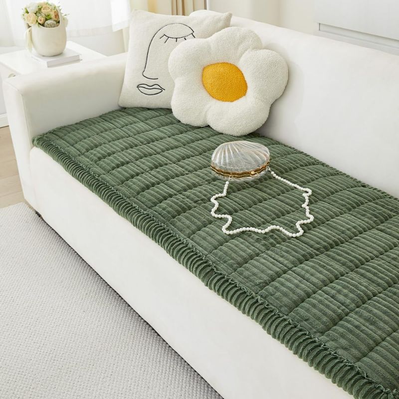Photo 1 of Couch Cover for Dogs Washable, Fuzzy Pet Couch Covers for 3 Cushion Sofa Pet Friendly, Non Slip Sofa Cover (Green, 27.6" x 70.9")