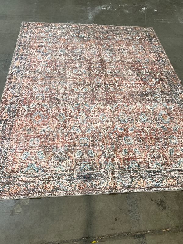Photo 1 of Valenrug Washable Rug 8x10 - Ultra-Thin Antique Collection Area Rug, Stain Resistant Rugs for Living Room Bedroom, Distressed Vintage Rug(Orange, 8'x10')