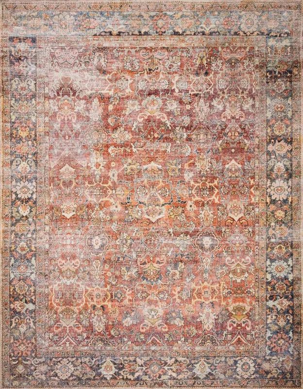 Photo 1 of Valenrug Washable Rug 8x10 - Ultra-Thin Antique Collection Area Rug, Stain Resistant Rugs for Living Room Bedroom, Distressed Vintage Rug(Orange, 8'x10')