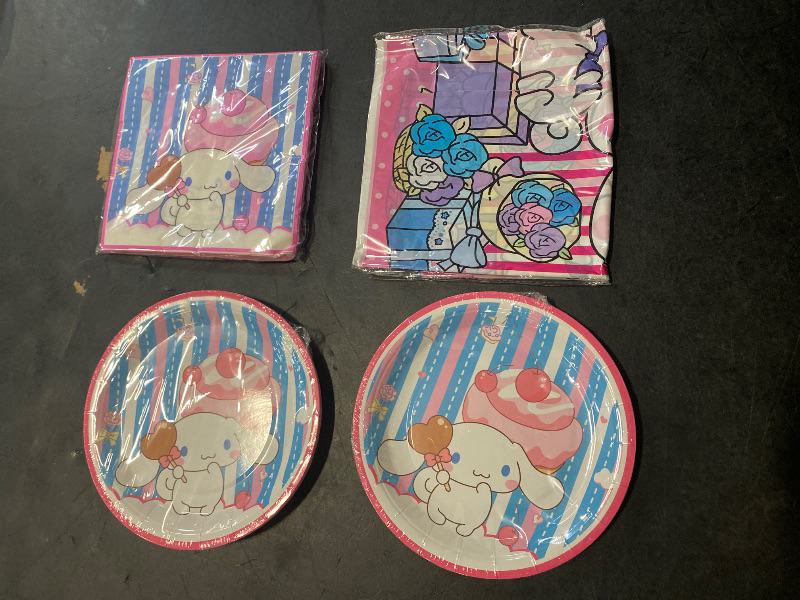 Photo 1 of Cinnamoroll Birthday Decorations, 20 Plates, 20 Napkins and 1 Tablecover for Boys Girls Party Supplies