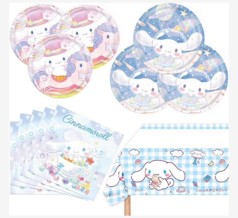 Photo 1 of Cinnamoroll Birthday Decorations, 20 Plates, 20 Napkins and 1 Tablecover for Boys Girls Party Supplies