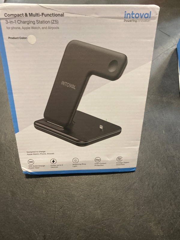 Photo 1 of Intoval Charging Station for Apple iPhone/iWatch/Airpods, 3 in 1 Wireless Charger for iPhone15/14/13(Pro, Pro Max) 12/11/XS/XR, iWatch9/8/Ultra/7/6/SE/5/4/3/2, Airpods Pro2/Pro1/3/2/1(Z5 White)