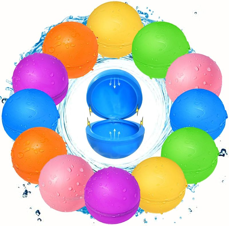 Photo 1 of 12Pcs Reusable Water Balloons, Pool Toys for Boys and Girls, Beach Outdoor Activities Water Toys for Kids Ages 3-12, Summer Water Toy for Boys and Girls