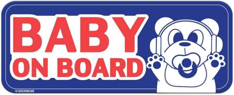 Photo 1 of GEEKBEAR [Signature] Baby on Board Car Magnet - Geekbear Line - Rectangular 8.7 x 3.5 in (1, Blue)