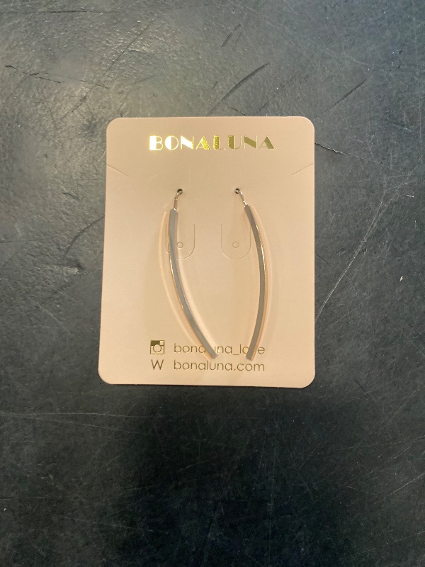 Photo 1 of Long Curved & Linear Metal Bar Drop Threader Earrings for Women