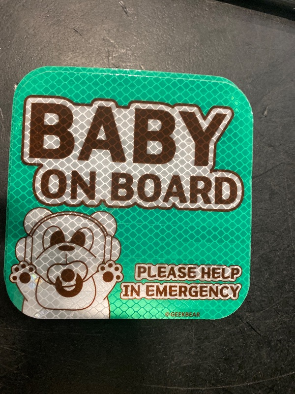 Photo 1 of 3pcs GEEKBEAR [Signature] Baby on Board Car Magnet - Geekbear Line - Square 5.3 x 5.3 Mint 