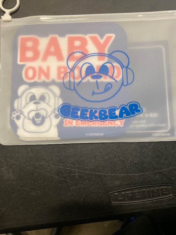 Photo 1 of GEEKBEAR [Signature] Baby on Board Car Magnet - Geekbear Line - Square 5.3 x 5.3 in (3, BLUE)