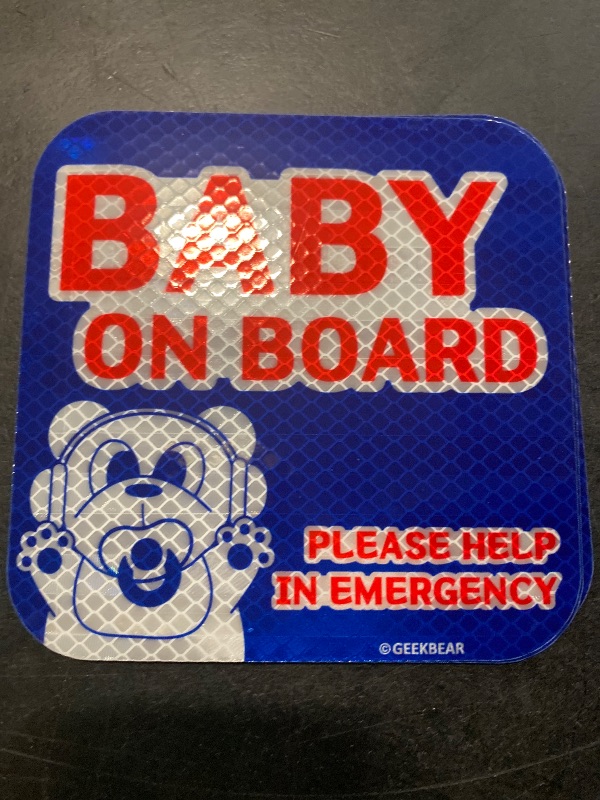 Photo 1 of GEEKBEAR [Signature] Baby on Board Car Magnet - Geekbear Line - Square 5.3 x 5.3 in (3, BLUE)