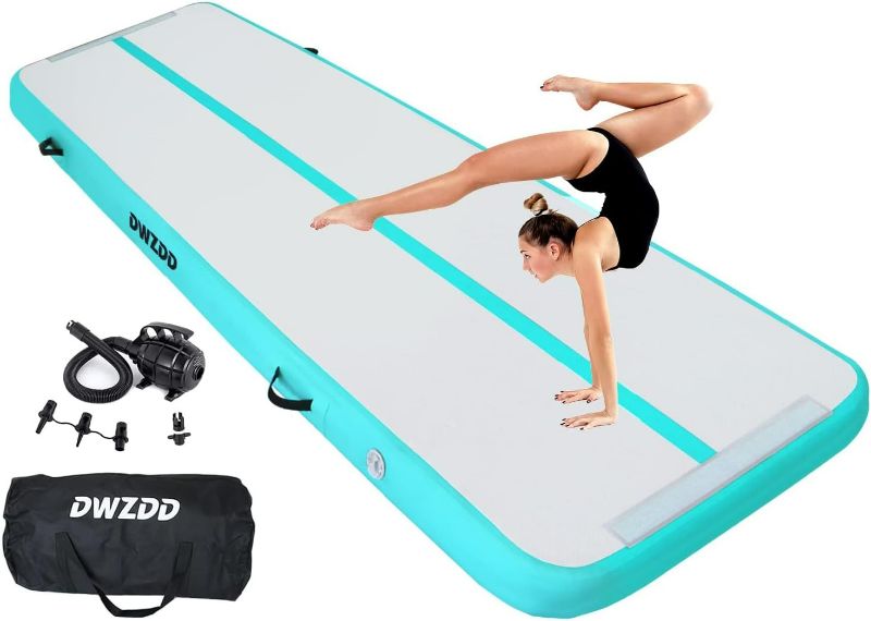 Photo 1 of Dwzdd Gymnastics Air Mat 10ft/13ft/16ft/20ft Tumbling Mat Inflatable Gymnastics Tumble Track for Home/Gym/Training/Cheerleading/Water with Electric Pump
