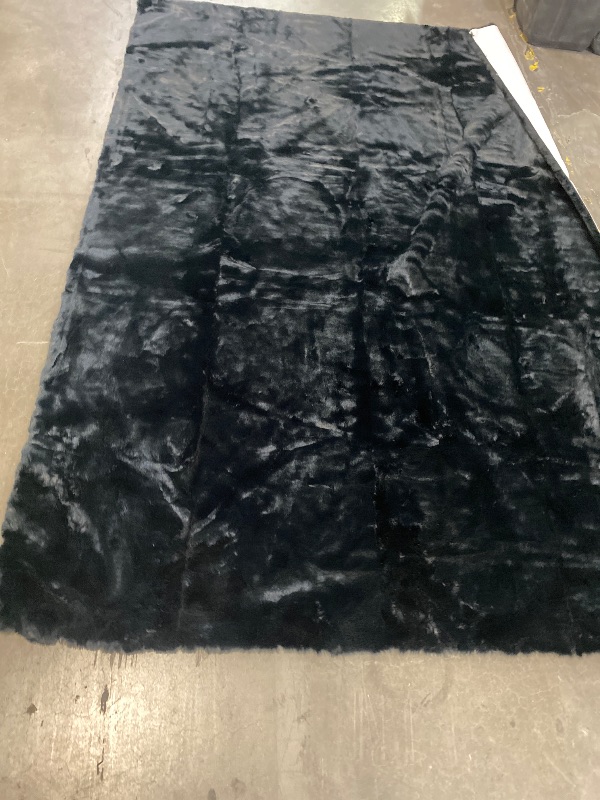 Photo 1 of Black Washable Area Rugs 6x9 Rugs for Living Room Faux Rabbit Fuzzy Fur Rug for Bedroom Nursery Rugs Room Décor