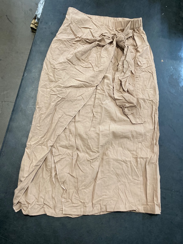 Photo 1 of Size XL Linen Wrap Tie Skirt Beige Small Minimalist Summer Coastal Chic