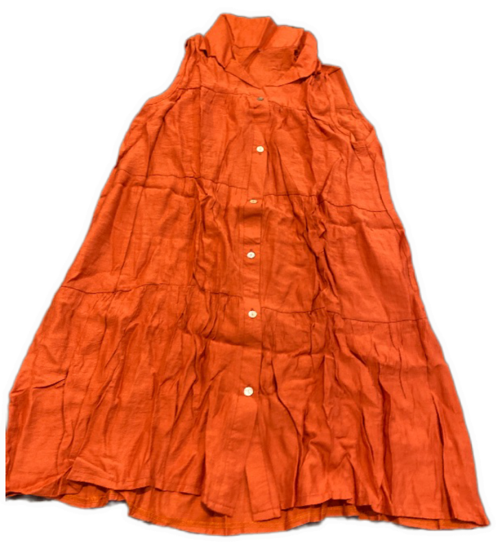 Photo 1 of Size S Shein Maxi Dress Women’s Medium Bern Orange Tiered Button Down Short Sleeve Boho