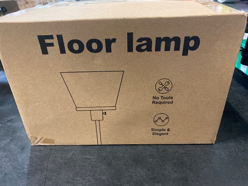 Photo 1 of Kukobo LED Floor Lamp Tall Standing Lamp, Black Modern Torchiere Floor Lamps for Bedroom Living Room Office, Bright Floor Lamp with White Plastic Shade, Bulb Not Included.