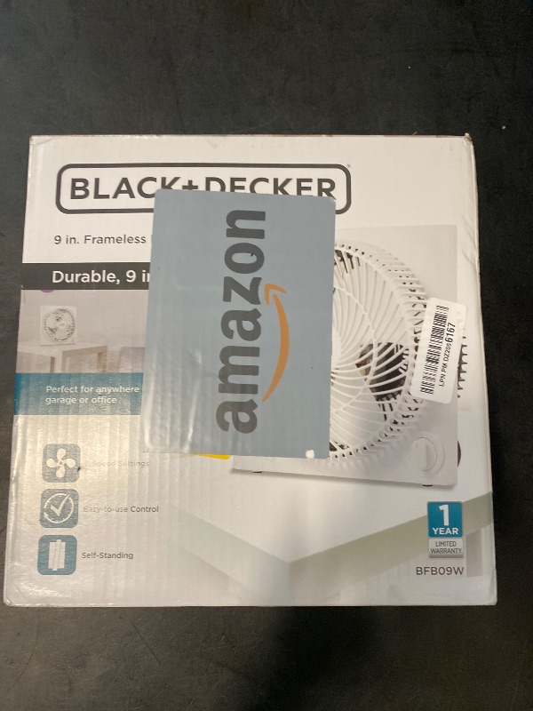 Photo 1 of BLACK+DECKER Mini Box Fan Tabletop Quiet 9 Inch Desk Box Fans Frameless BFB09W White