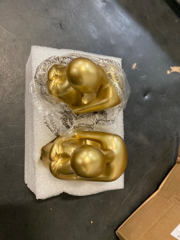 Photo 1 of Xmeden Gold Book Ends Decorative, Girl Thinker Design, Modern Book Ends for Shelves, Non-Skid Heavy Duty Resin Book Stopper for Books, Resin, 1Pair/2Piece