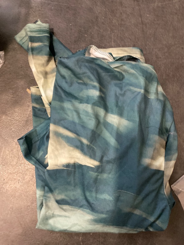 Photo 1 of  Medium  Women's Tie Dye Asymmetrical Off The Shoulder T Shirt Long Sleeve Slim Fitted Tops Green