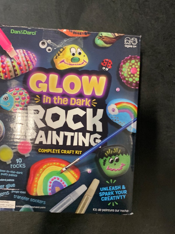 Photo 1 of Dan&Darci Kids Rock Painting Kit - Glow in The Dark - Arts & Crafts Gifts for Boys and Girls Ages 6-12 - Craft Activities Kits - Creative Art Toys for 6, 7, 8, 9, 10, 11 & 12 Year Old Kid