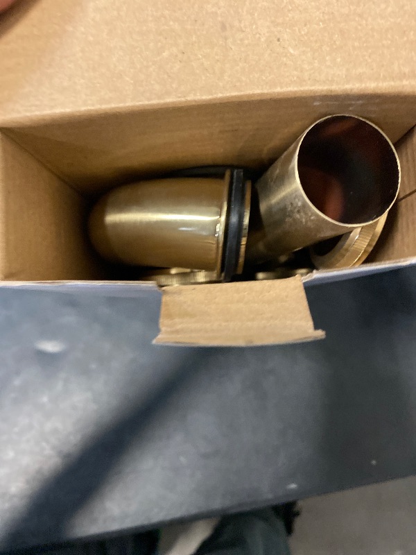 Photo 1 of Heixutas Thickened Brass P Trap: 1 1/4 Bottle P-Trap Bathroom Sink - Sink Trap with Slip Joint Extension Tube - Basin Sink Drain Pipe/Plumbing Replacement Kit (Brushed Gold)