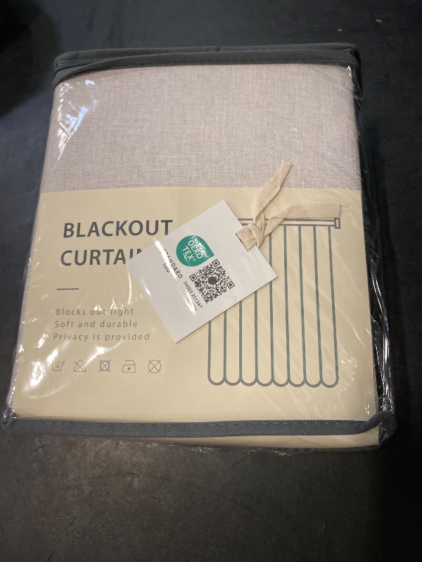 Photo 1 of INOVADAY 100% Blackout Curtains for Bedroom, Black Out Curtains 84 Inch Long, Clip Rings Linen Blackout Drapes, Thermal Insulated Room Darkening for Living Room, 2 Panels - Beige,W50xL84