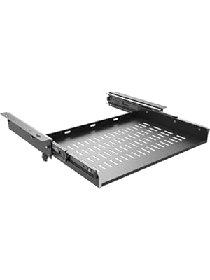 Photo 1 of JINGCHENGMEI Sliding Under Desk Laptop Mount Shelf with Air Vents, Metal Under Desk Slide Out Tray for Laptop 19.3" W x 2.36" H x 12" D (16 Inch Wide)