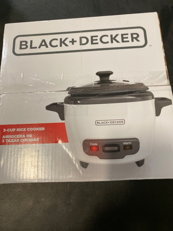 Photo 1 of BLACK+DECKER 3-Cup Rice Cooker, 1.5-cup Uncooked Rice, 3 Cups Cooked, Steaming Basket, Removable Non-Stick Bowl, One Touch